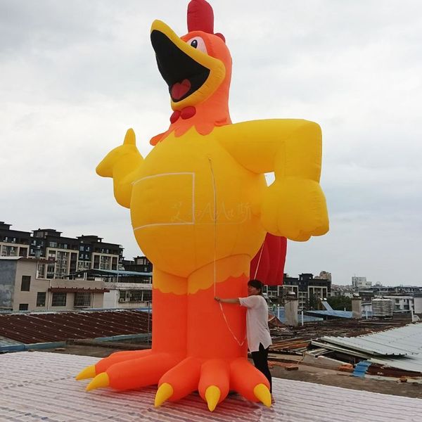 wholesale Directamente de fábrica 5 m 16.4 pies de alto Animal inflable gigante Parque al aire libre Decoración de césped Exposición Dibujos animados de pollo soplado por aire