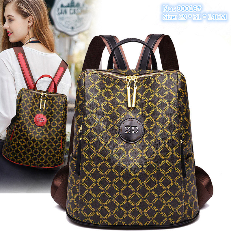 Bolsa de ombro feminina de fábrica por atacado 5 cores clássica mochila de couro espessada vertical de alta capacidade bolsas impressas tendência de rua bolsa xadrez 90016 #