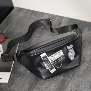 Bolsos de cuero de fábrica, insignia de personalidad de las calles, bolso de pecho hipster, mochila de moda azul con personalidad de la calle, bolsillo para teléfono móvil de ocio para deportes al aire libre