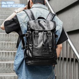 Groothandel Factory Men Schoudertassen Outdoor Sport Fitness Leisure Leather Lederen Backpack Verticale High-Capacity Fashion Study Street Trend Trend Lederen Handtas 7702#