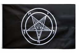 90x150cm 3x5 Fts zwarte pentagram baphomet satanisme satan vlag groothandel fabrieksprijs