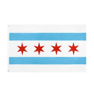 3x5 Ft 90x150cm nous usa état chicago chicagoans drapeau prix d'usine en gros