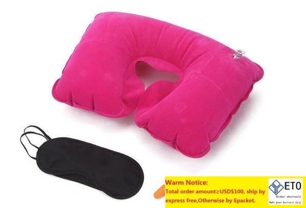 Precio de fábrica al por mayor 3 en 1, conjunto de oficina de viaje, almohada inflable en forma de U para cuello, cojín de aire, antifaz para dormir ZZ