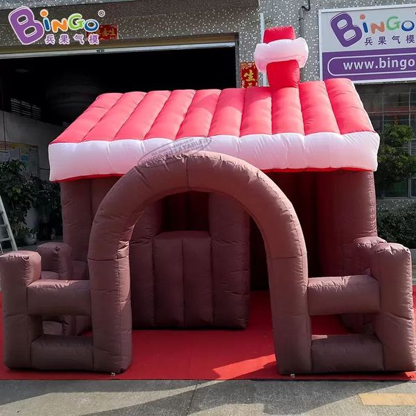 wholesale Precio de fábrica 3x3x3mH casa inflable de Navidad edificios de Santa soplados por aire para fiestas al aire libre decoración de eventos juguetes deportivos