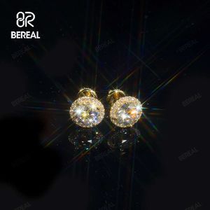 Boucle d'oreille en diamant Vvs Moissanite pour femmes, prix d'usine en gros, vis croisée à l'arrière, clou en or massif Rose 10k 14k 18k