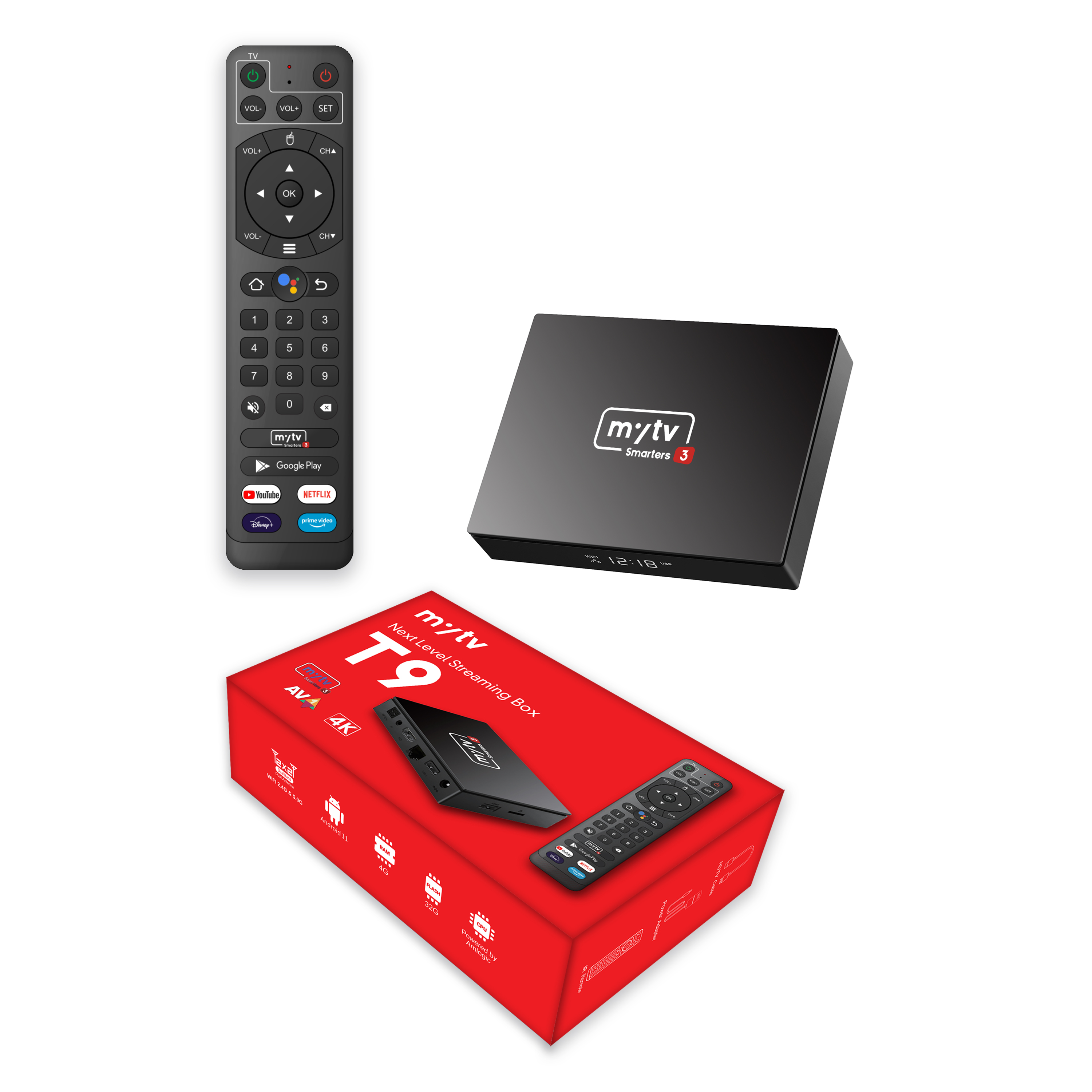 Prix d'usine en gros MyTV Smarters3 T9 Abonnement Android11 4G + 32G S905W2 / 2T2R 2.4 + 5G WIFI / BT5.0 / AV1 / Widevine L1 Set Top Box