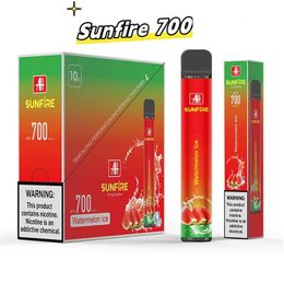 Usine de gros TPD enregistrée Sunfire 700 bouffées stylo vape jetable 10 saveurs 20 mg mini cigarette électronique