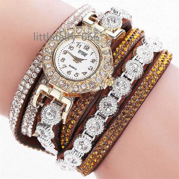 Gros Fantaisie Multicouche Plein Diamant Bracelet De Luxe En Cuir Cristal Strass Main Montre-Bracelet Bracelet Pour Les Femmes