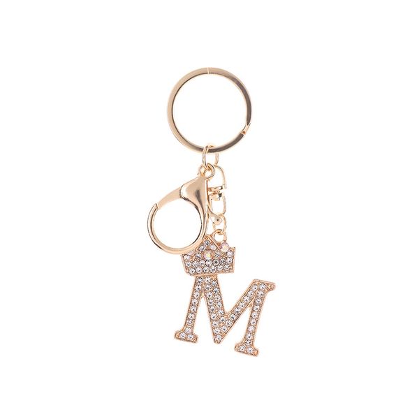 Porte-clés en métal avec 26 lettres, strass, initiales, pendentif de sac, breloques, accessoires de bricolage, bijoux cadeaux d'anniversaire, vente en gros