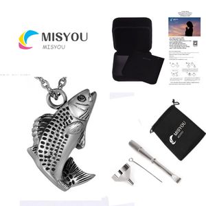 Accessoires de mode en gros pour commémorer les poils d'os d'animal de compagnie du membre de la famille sur mesure petit poisson forme boîte collier pendentif funérailles cre