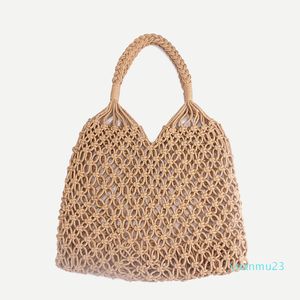 Groothandel-fashion beach geweven tas mesh touw weefsel tie gesp reticulate holle stro zak geen gevoerd net schoudertas RRA654