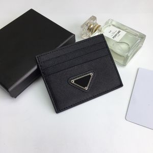 Groothandel Mode Zwart Credit Triangle Woman Card Holders Mini Wallet Leather Men Designer Pure Color Card Holder Dubbelzijdig