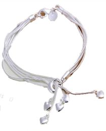 Gros-Mode Charme 925 Sterling Argent Muti Ligne Bracelets Chaîne Coeurs Bracelets Pour Femmes Bijoux Pulseras de Plata 925 H0672495231