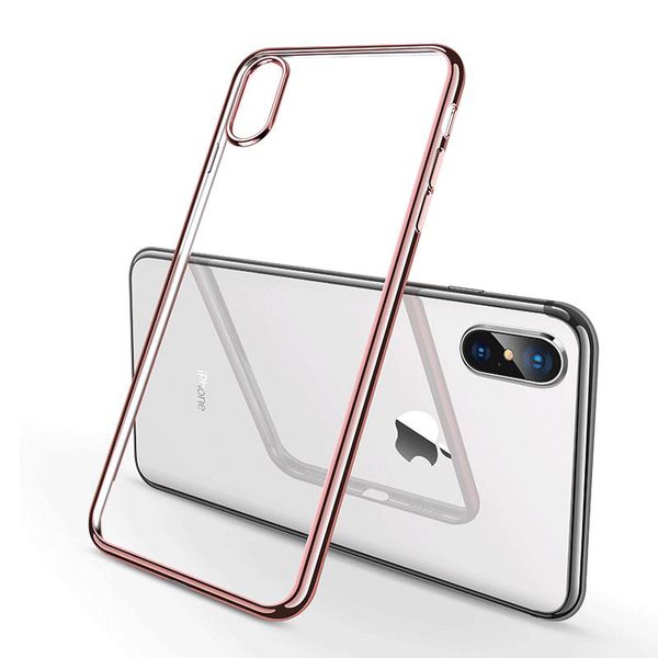 Venta al por mayor, moda, transparente, suave, TPU, funda de teléfono electrochapada para iPhone XS MAX XR, personaliza tu propio diseño, impresión UV