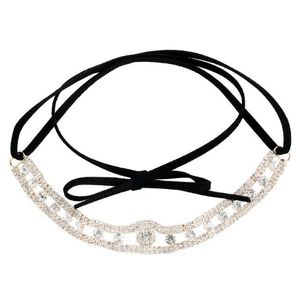 Venta al por mayor-diseñador de moda de lujo brillante cristal gótico vintage cuero lindo arco cinta declaración collar gargantilla collar para mujer