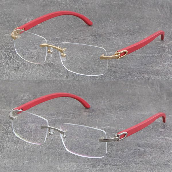 Vente en gros Mode Haute Qualité En Bois Métal Sans Monture Homme Femme Carré Optique Original Lunettes En Bois 18k Or Cadre Lunettes 8200757 Lunettes Unisexe Taille: 571