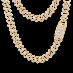 Groothandel Fashion Hip Hop Sieraden 20 mm 18k GOUD GOLD MESSEN 4 rijen CZ Diamond Iced Out Miami Cuban Link Chain Necklace for Men