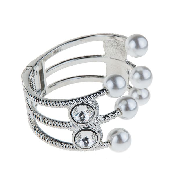 Gros-mode ins designer de luxe exagéré multi couche belle perle de cristal de diamant bracelet manchette ouvert pour femme