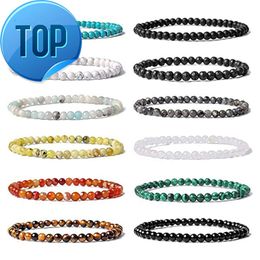 Bijoux à la mode en gros, bijoux extensibles de 4MM, style Boho pour hommes et femmes, Bracelet de perles en pierre naturelle de 4mm