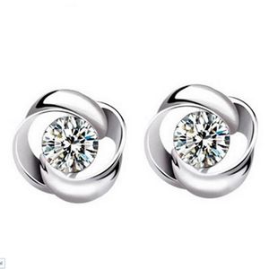 Gros bijoux de mode 925 argent cristal fleur forme oreille boucles d'oreilles anneau d'oreille pendentif ED09