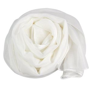 Vente en gros - Mode Dames Blanc Doux Long Grand Foulard En Mousseline De Soie Tête De Cou