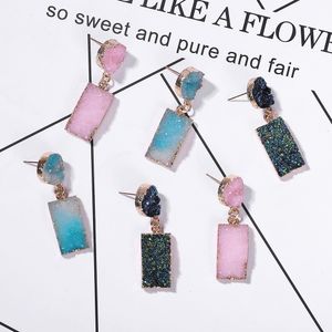 Créateur de luxe en gros-mode belle couleur bonbon résine cristal pierre pendentif boucles d'oreilles bijoux pour femme