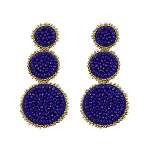 Gros-créateur de luxe de mode exagéré bohême coloré main perlé multi cercles balancent boucles d'oreilles pour femme