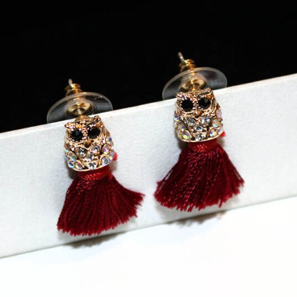 Gros-créateur de luxe de mode scintillant mignon belle diamant hibou animal gland boucles d'oreilles pour femme filles