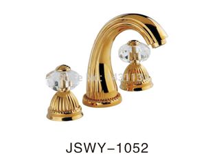 Groothandel- Mode Hoge Kwaliteit Messing Materiaal Gold Plating Crystal Handvat Wijdverbreid Basin Kraan Sink Kraan