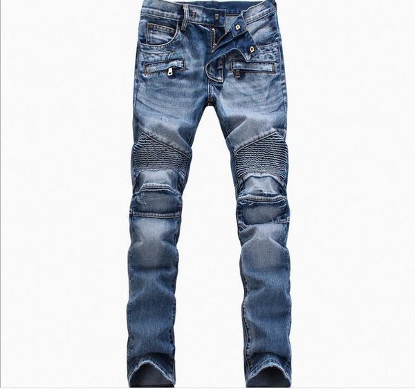 Gros-Mode Hommes Jeans Nouvelle Arrivée Hip Hop Conception Slim Fit Mode Biker Jeans Pour Hommes Bonne Qualité Bleu Noir Plus La Taille 28-40, YA1411
