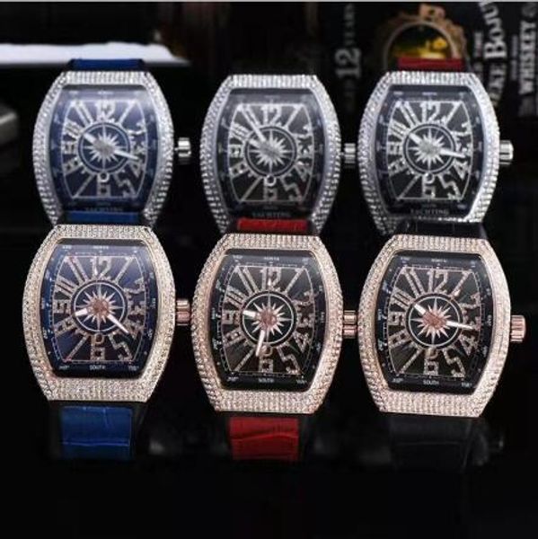 Mode en gros Mens Montre de luxe Glod Dial Chronograph Diamond Bezel Iced Out Designer Montres Quartz Mouvement Sport Montres-bracelets