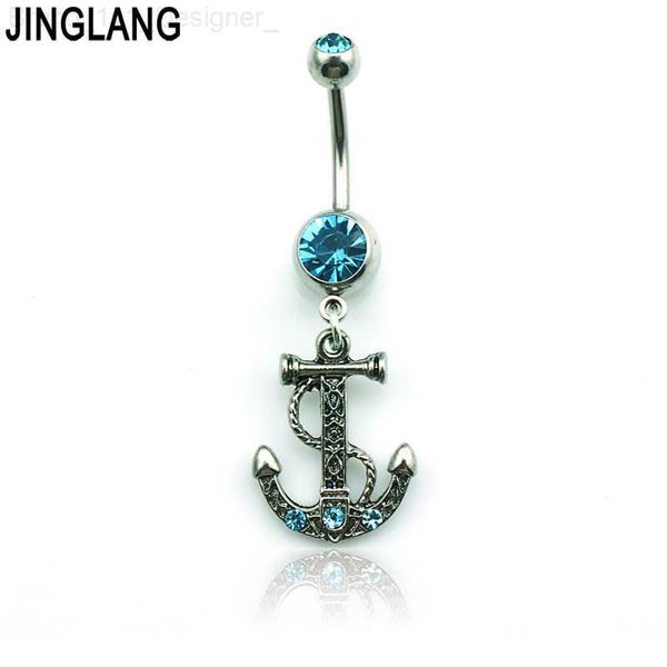 Moda de moda de moda del ombligo Piercing joyería azul Anchor de diez rianas Animales del botón Botón Joyas Envío gratis L230808