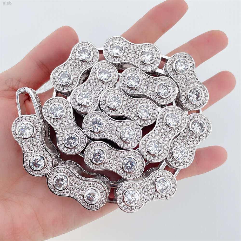 Großhandel Mode Halskette Luxus Hiphop Schmuck Messing Zirkonia große Kette Iced Out Fahrradkette Großhandel kundenspezifische Kette