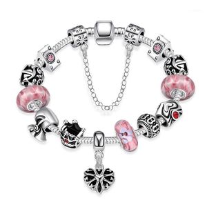 Pulseras con dijes Venta al por mayor-moda Ruby Stone Bead 925 Joyas de plata esterlina Rosa Natural Vintage DIY S Bracelets1