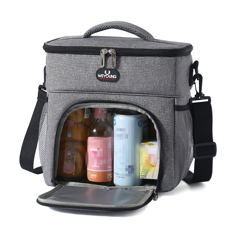 wholesale fashion shoulder bag simple double-layer fresh-keeping insulation ice bag waterproof insulation lunch box opening storage insulation handbag 8094#
