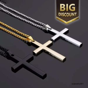 Groothandel mode eenvoudige hoge kwaliteit gouden hiphop lange ketting kleine jongens kruis hanger ketting voor mannen