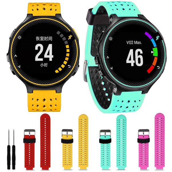 Venta al por mayor-Correas de reloj de moda Correa de silicona suave Banda de reloj de pulsera de repuesto para Garmin Forerunner 230/235/630 Cinturino Orologio