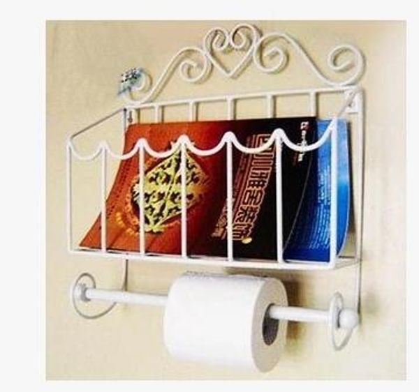 Wholesale- Livraison gratuite! Mode Ferough Meubles en fer en papier Porte-serviettes Porte-serviette Magazine Rack Wall Salle de bain étagère