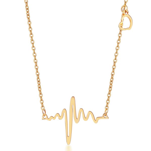 Gros-Joaillerie fine en acier inoxydable 316L Heart Beat Pendentif Heartbeat Déclaration Collier Corps Chaîne ECG Collier