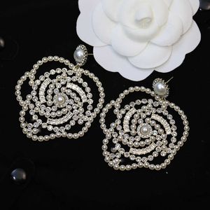 Gros bijoux fins or évidé Rose perle boucles d'oreilles goutte AAA Zircon brillant fête mode tendance luxe 2022 femmes accessoires