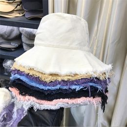 Sombrero de pescador al por mayor Denim para mujer Sumen Sunshade sombrero de borde endurecido sombrero de tela lavable plegable 240412