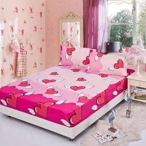 Juegos de sábanas Funda de cama ajustada al por mayor Colchón Corazón de ángel Cojín elástico Sábana bajera Funda de almohada 3pcs / set