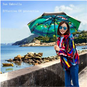 Groothandel gevouwen paraplu meisjes anti uv parasol geschenk winddichte vrouw regen parasols