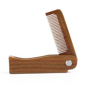 Peigne pliant en bois pour hommes, vente en gros, peigne à cheveux, barbe, moustache, taille de poche, bois de santal pour le toilettage, vente en gros