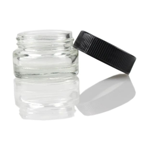 wholesale Botella de vidrio antiadherente de 5 ml de grado alimenticio Frasco de cera templada Hierba seca Recipiente de concentrado de 50 g con tapa negra