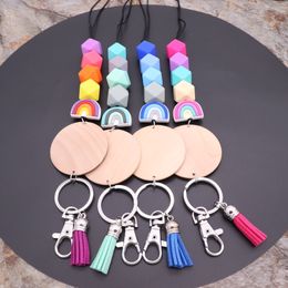 Groothandel food grade siliconen achthoekige kralen ketting accessoires regenboog lanyard chain vrouwelijke multicolor optioneel