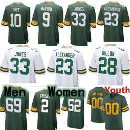 Chilet de football en gros hommes personnalisés Les femmes aiment Brett Favre Christian Watson David Bakhtiari Donald Driver Aaron Jones Rashan Gary Quay Walker