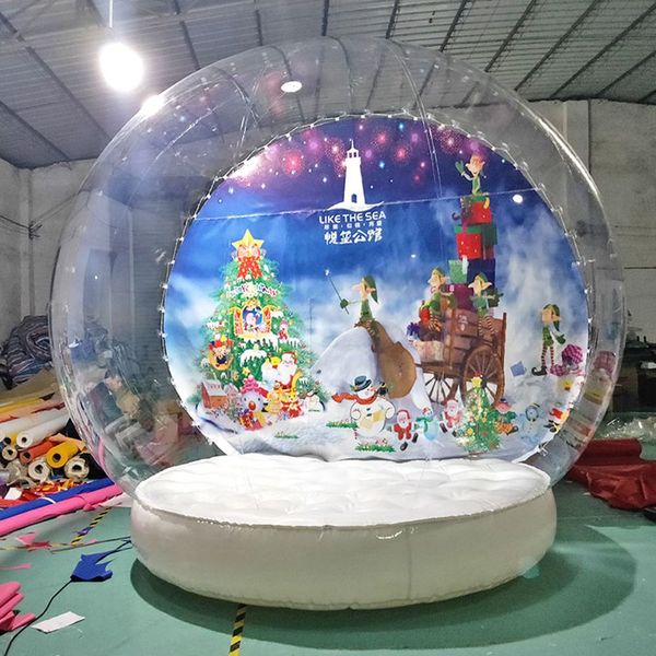 wholesale Pour la tente gonflable géante de dôme de bulle de globe de neige de Noël avec le ventilateur 2M / 3M / 4M Fond remplaçable Globes de neige humains Clear house 001