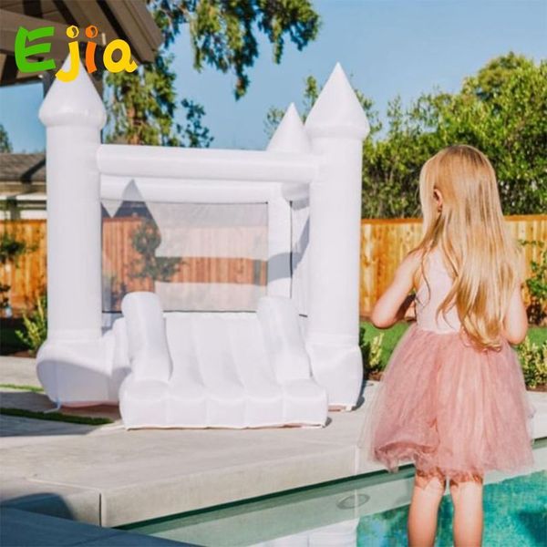 wholesale Pour les jeux de plein air pour enfants Mini château gonflable de saut de maison de rebond blanc de 8 pieds avec toboggan