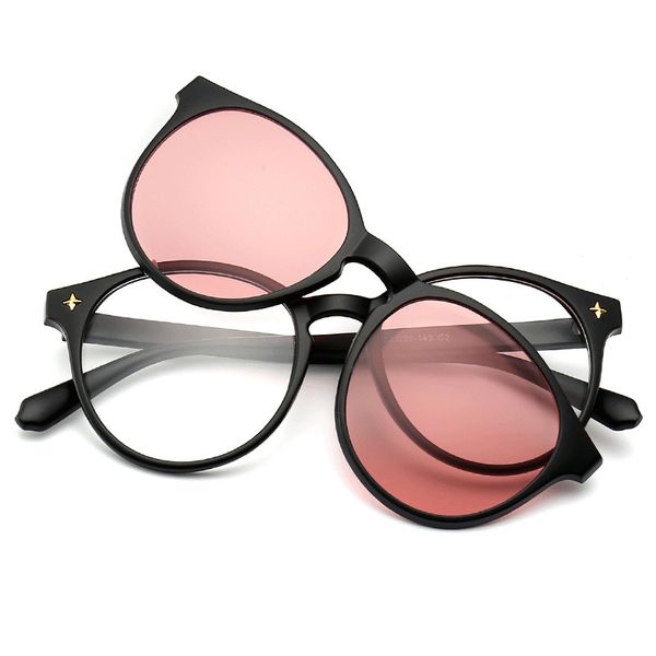 Wholesale- cadre femme avec 5 clip sur lunettes de soleil lunettes magnétiques polarisées pour myopie féminine lunettes de lunettes